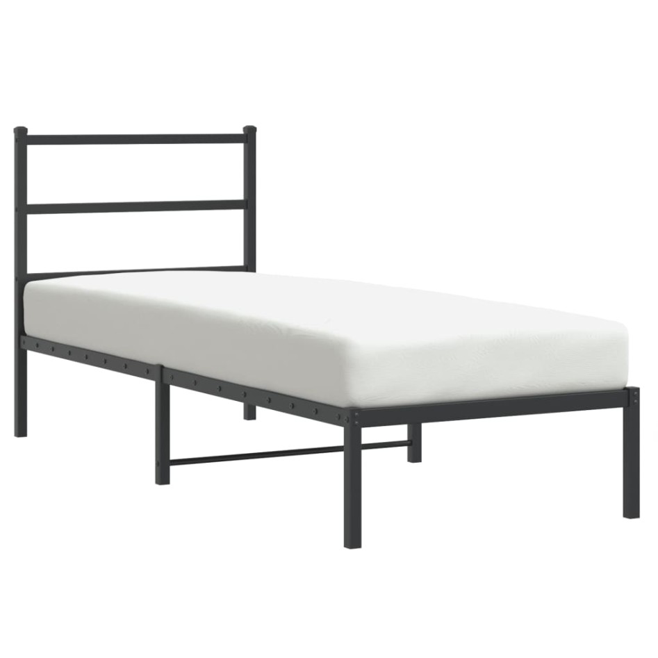 Estructura cama sin colchón con cabecero metal negro 75x190