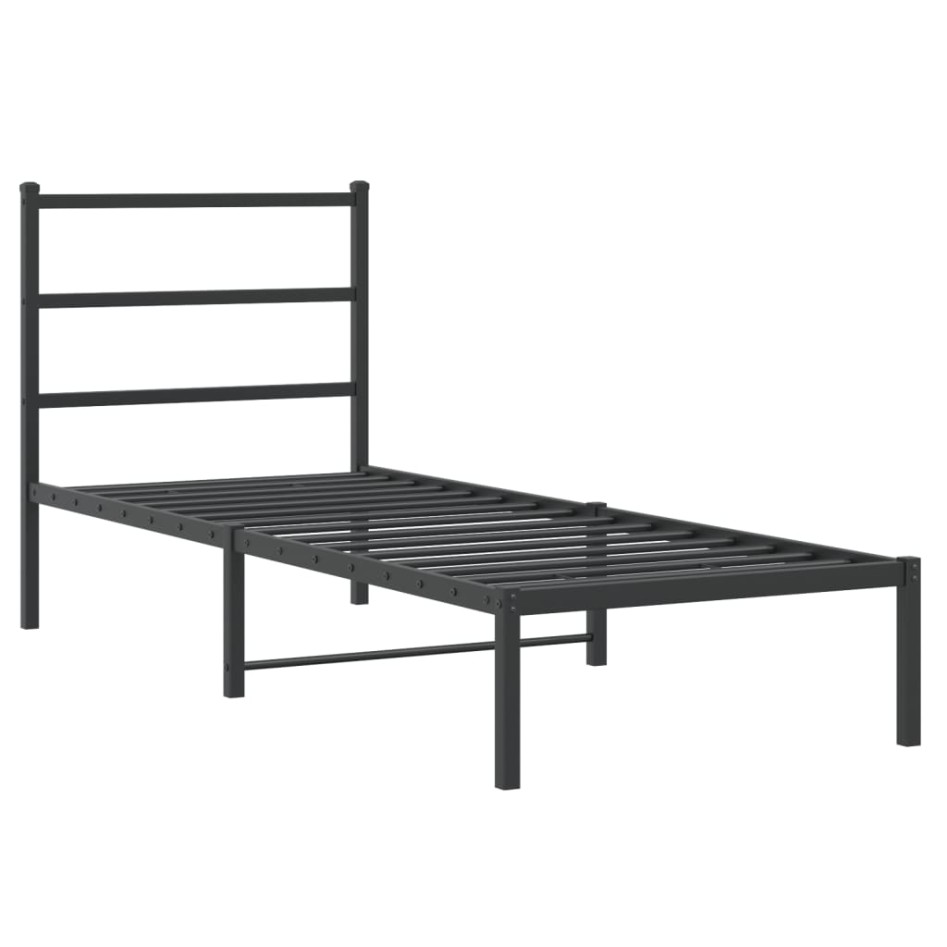 Estructura cama sin colchón con cabecero metal negro 75x190