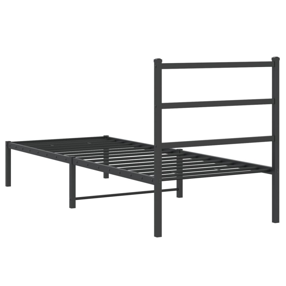 Estructura cama sin colchón con cabecero metal negro 75x190