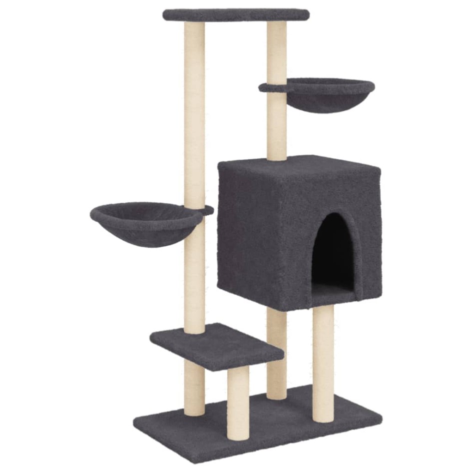Rascador para gatos con postes de sisal gris oscuro 117