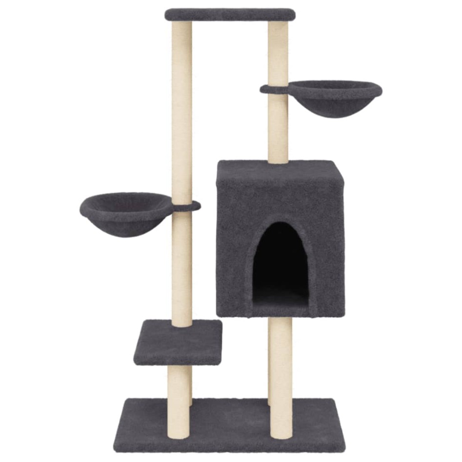 Rascador para gatos con postes de sisal gris oscuro 117