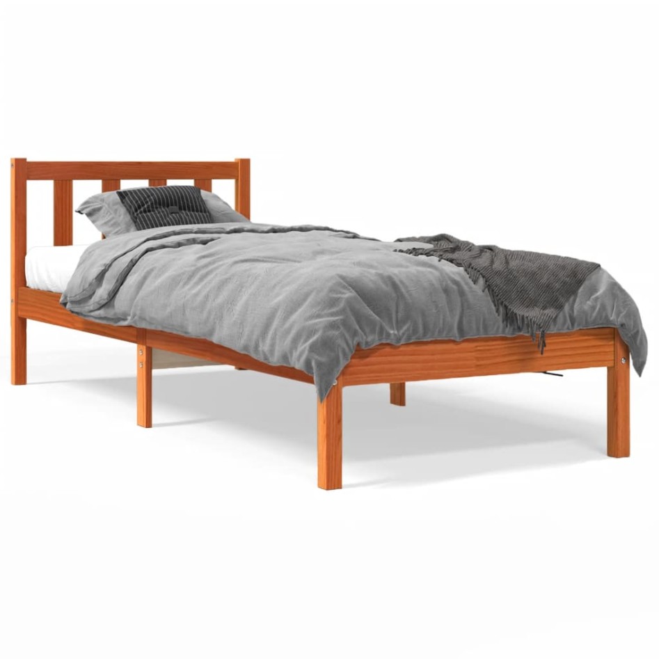 Estructura de cama sin colchón madera de pino marrón 90x200