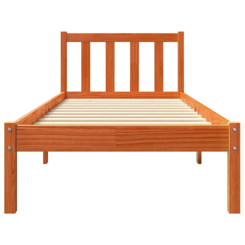 Estructura de cama sin colchón madera de pino marrón 90x200