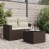 Mesa de jardín superficie cristal ratán PE marrón 55x55x37
