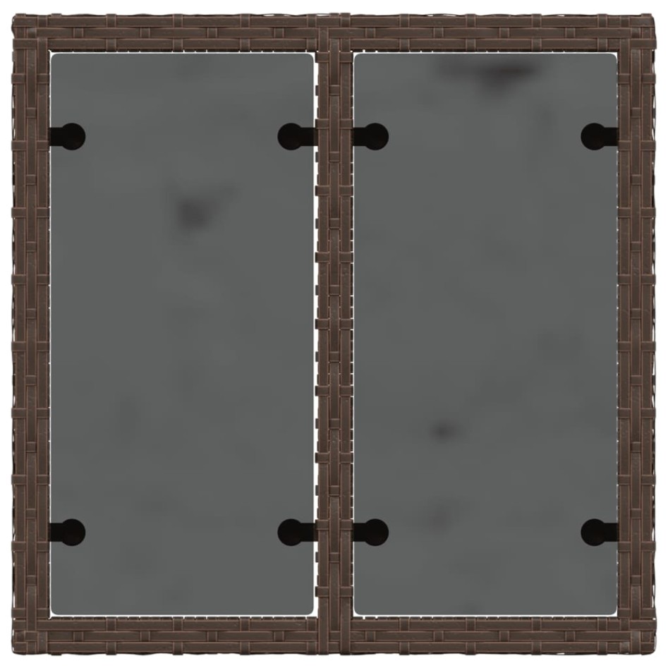 Mesa de jardín superficie cristal ratán PE marrón 55x55x37