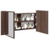 Armario espejo de baño LED acrílico marrón roble 90x12x45