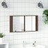 Armario espejo de baño LED acrílico marrón roble 90x12x45