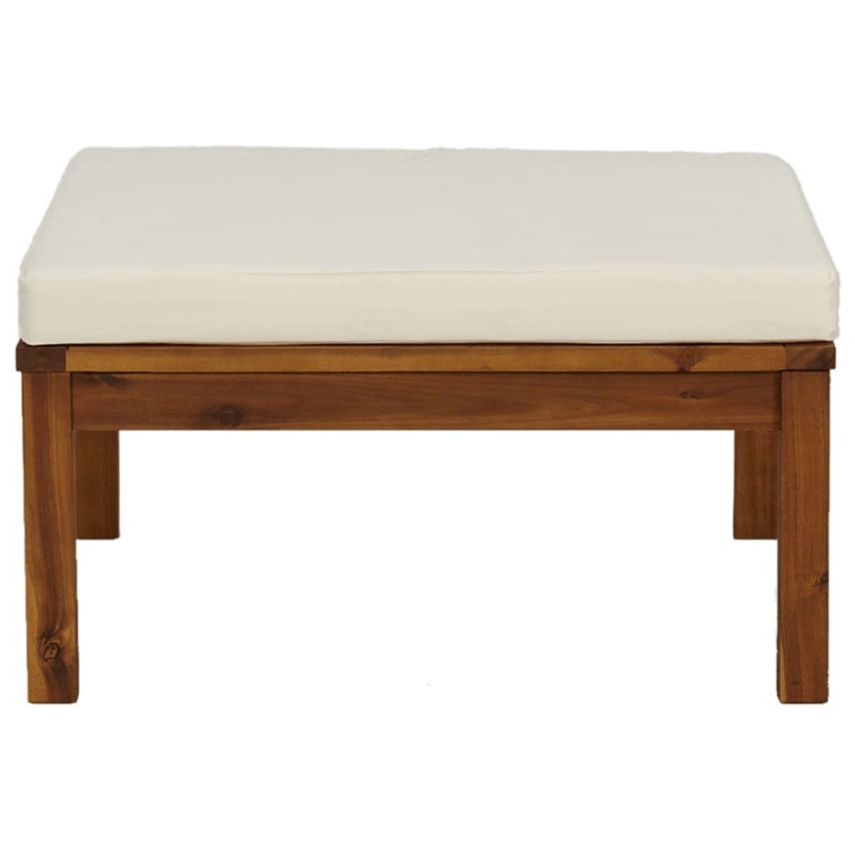 Reposapiés con cojín blanco crema madera maciza de