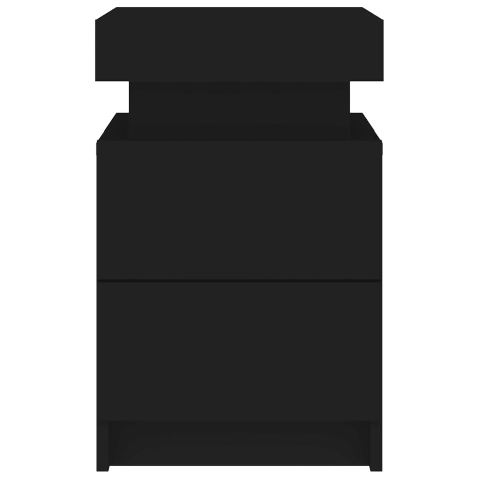 Mesita de noche con luces LED negro 35x39x55