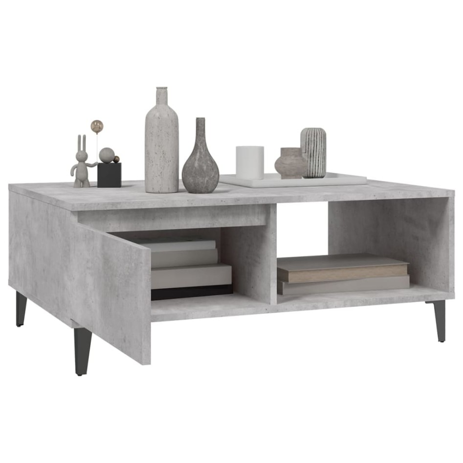 Mesa de centro madera contrachapada gris hormigón 90x60x35
