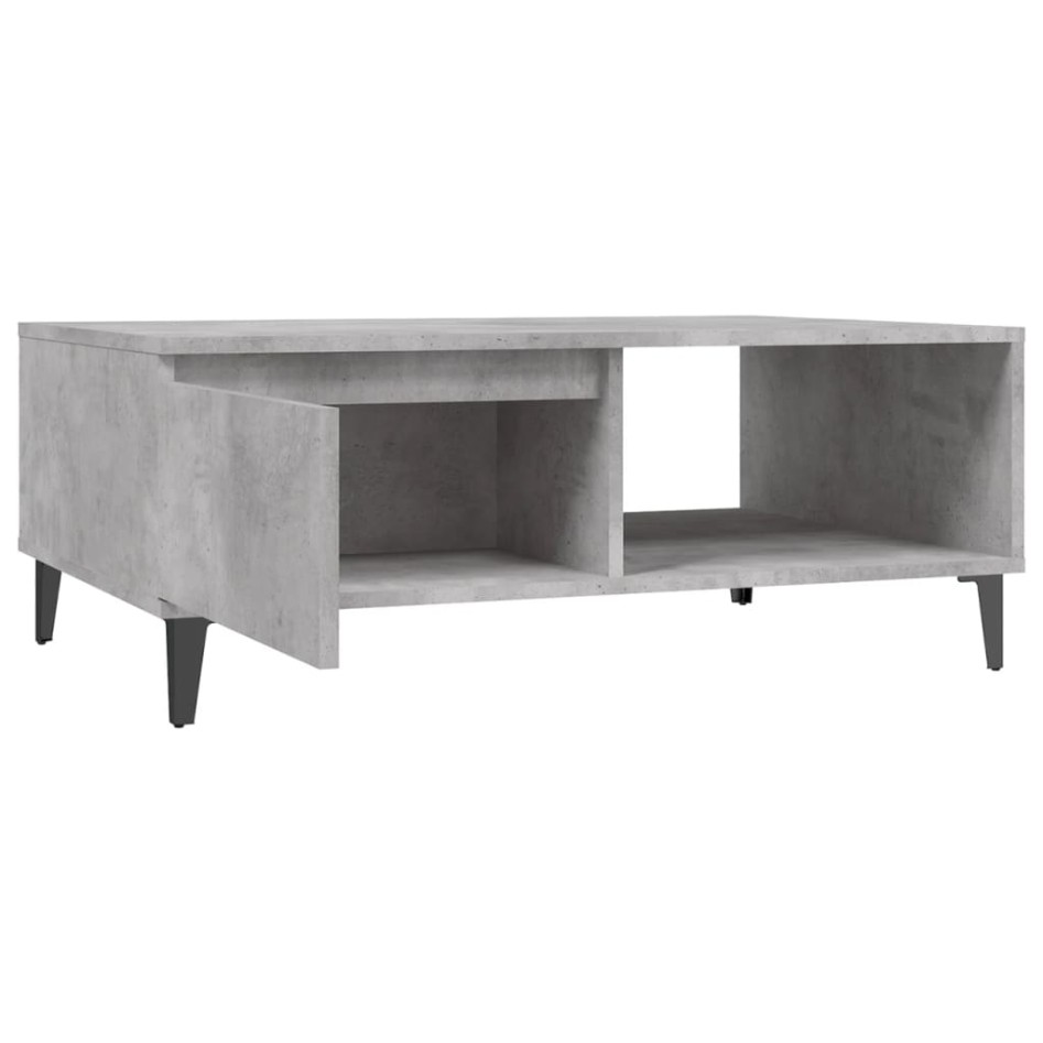 Mesa de centro madera contrachapada gris hormigón 90x60x35