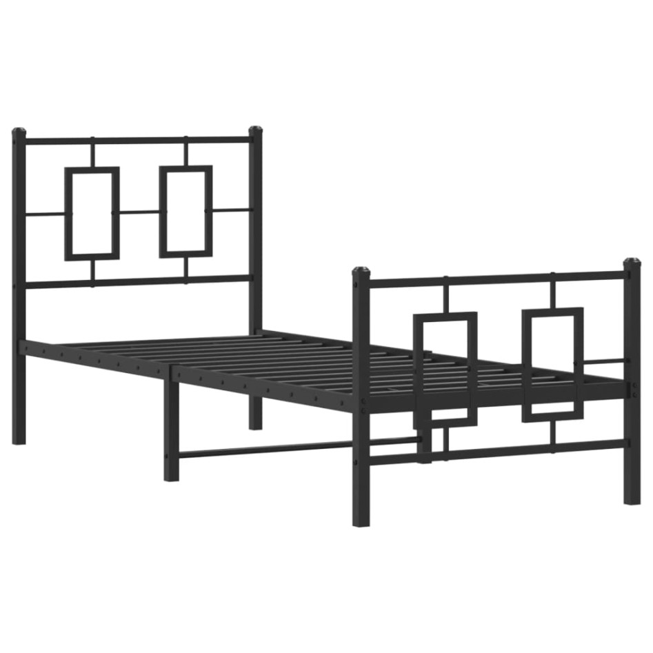 Estructura cama sin colchón con estribo metal negro 75x190