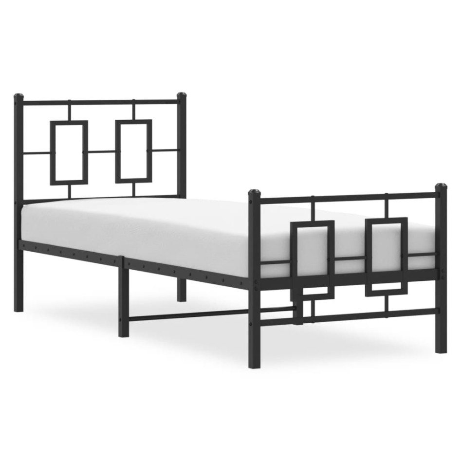 Estructura cama sin colchón con estribo metal negro 75x190