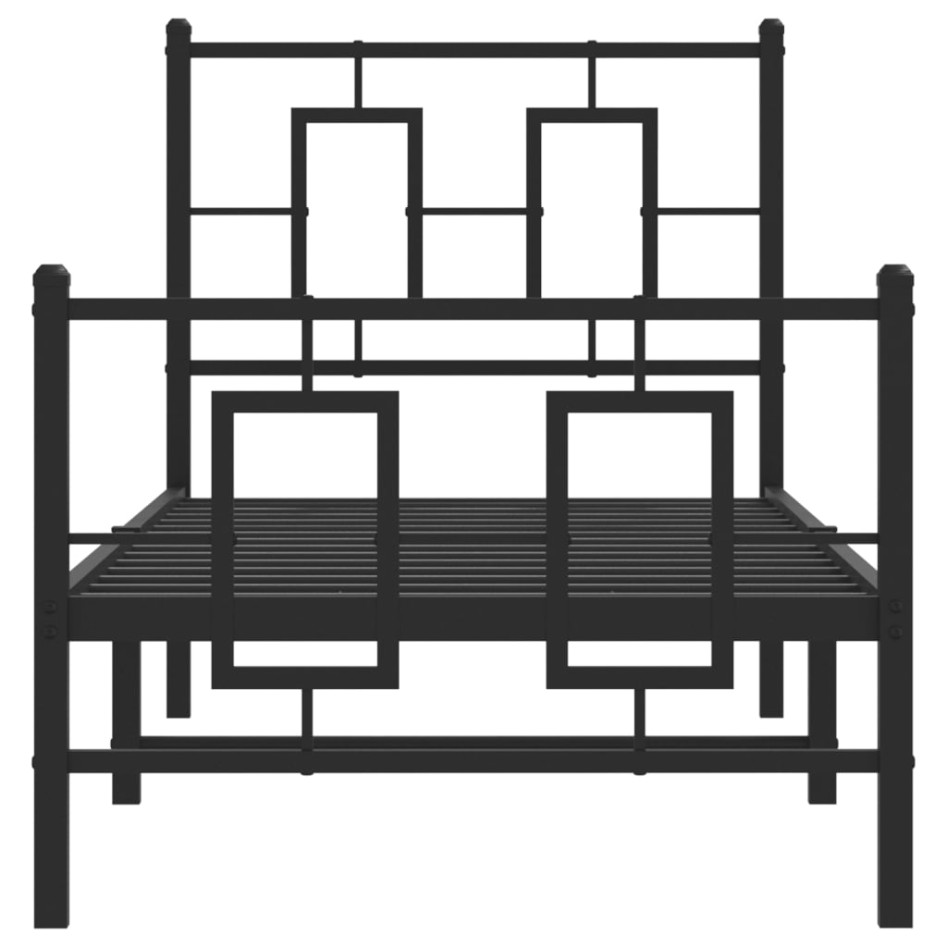 Estructura cama sin colchón con estribo metal negro 75x190
