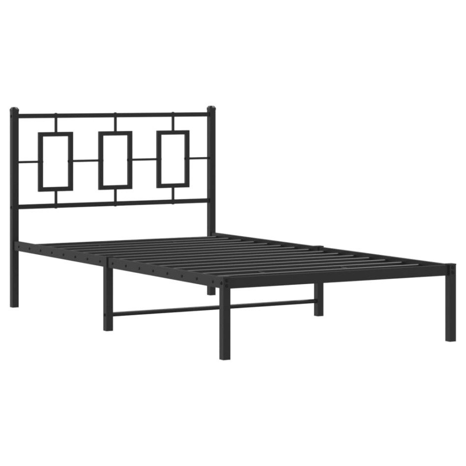 Estructura cama sin colchón con cabecero metal negro 100x190