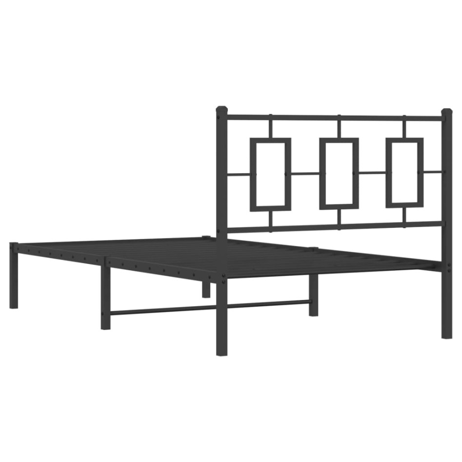 Estructura cama sin colchón con cabecero metal negro 100x190