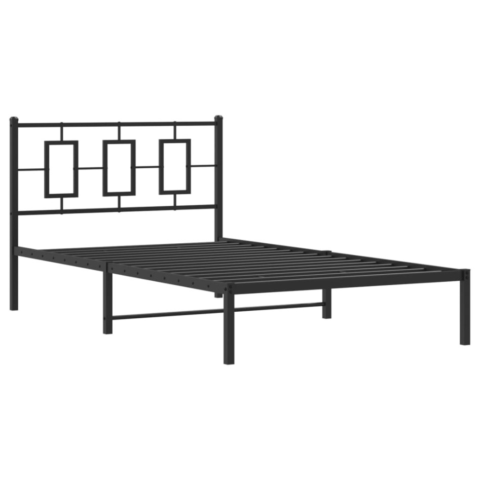 Estructura cama sin colchón con cabecero metal negro 107x203