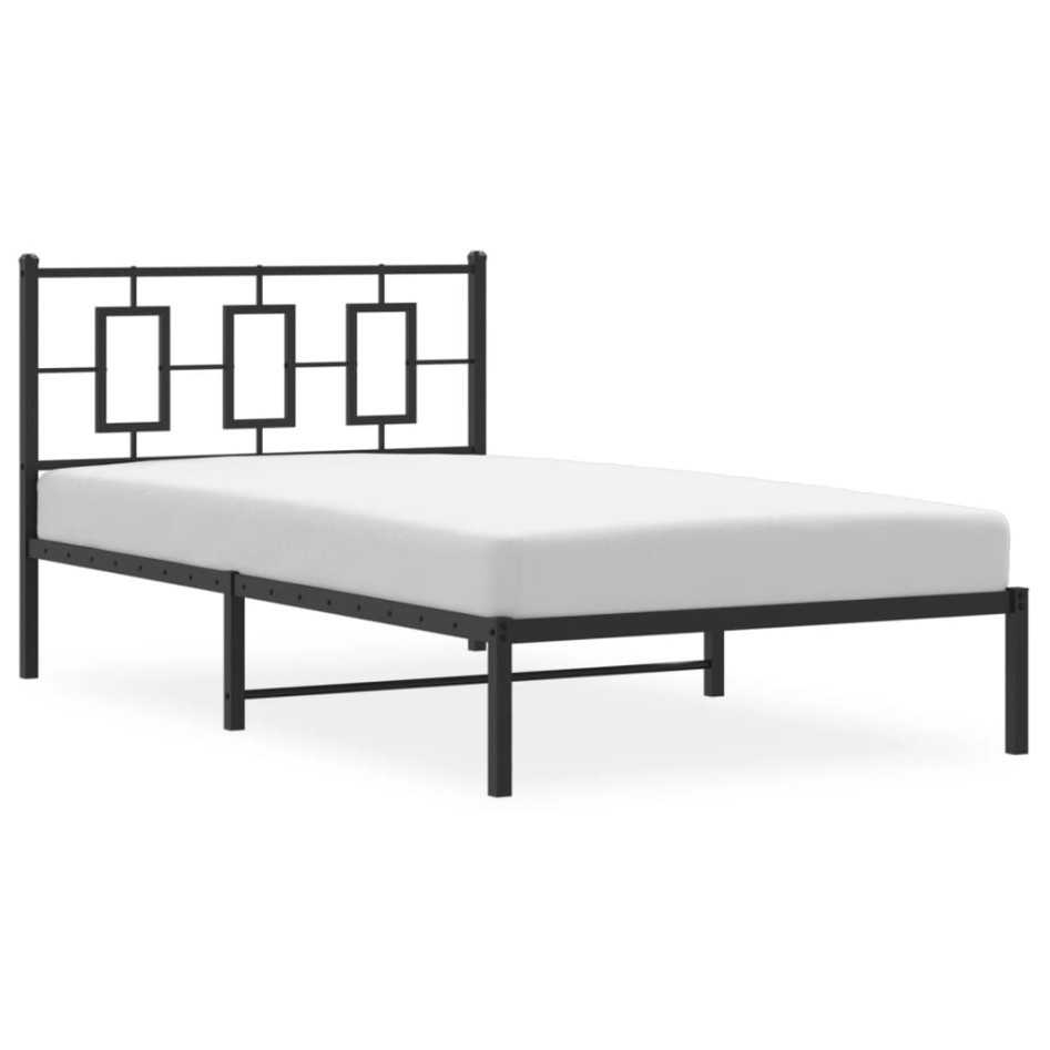 Estructura cama sin colchón con cabecero metal negro 107x203