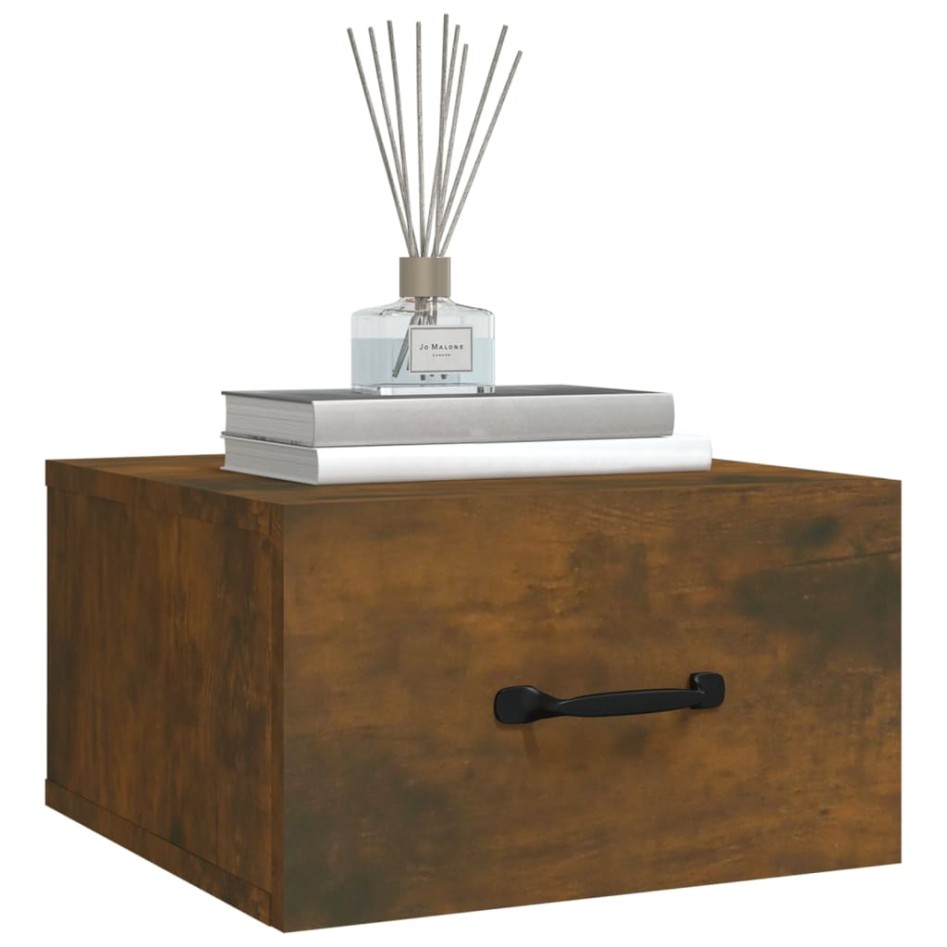 Mesitas de noche de pared 2 uds roble ahumado 35x35x20