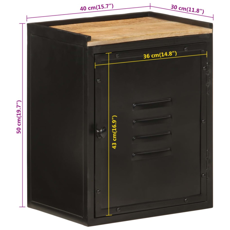 Mueble de baño hierro y madera maciza de mango 40x30x50