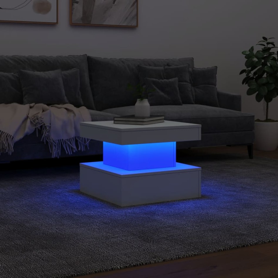 Mesa de centro con luces LED blanco 50x50x40