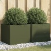 Jardineras 2 unidades acero verde oliva 42x40x39 cm