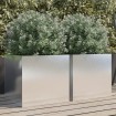 Jardineras 2 unidades acero inoxidable plateado 42x40x39 cm