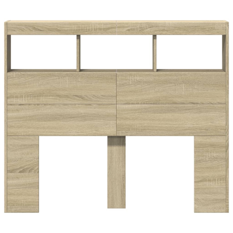 Cabecero de cama con LED roble Sonoma 120x17x102