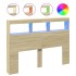 Cabecero de cama con LED roble Sonoma 140x17x102