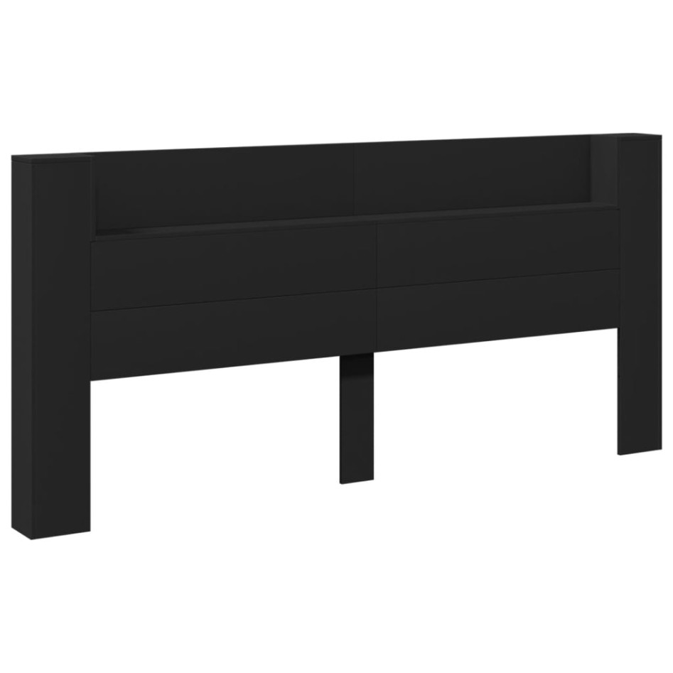 Cabecero de cama con LED negro 220x16,5x103,5