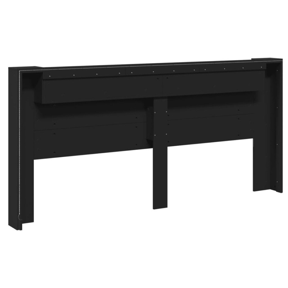 Cabecero de cama con LED negro 220x16,5x103,5
