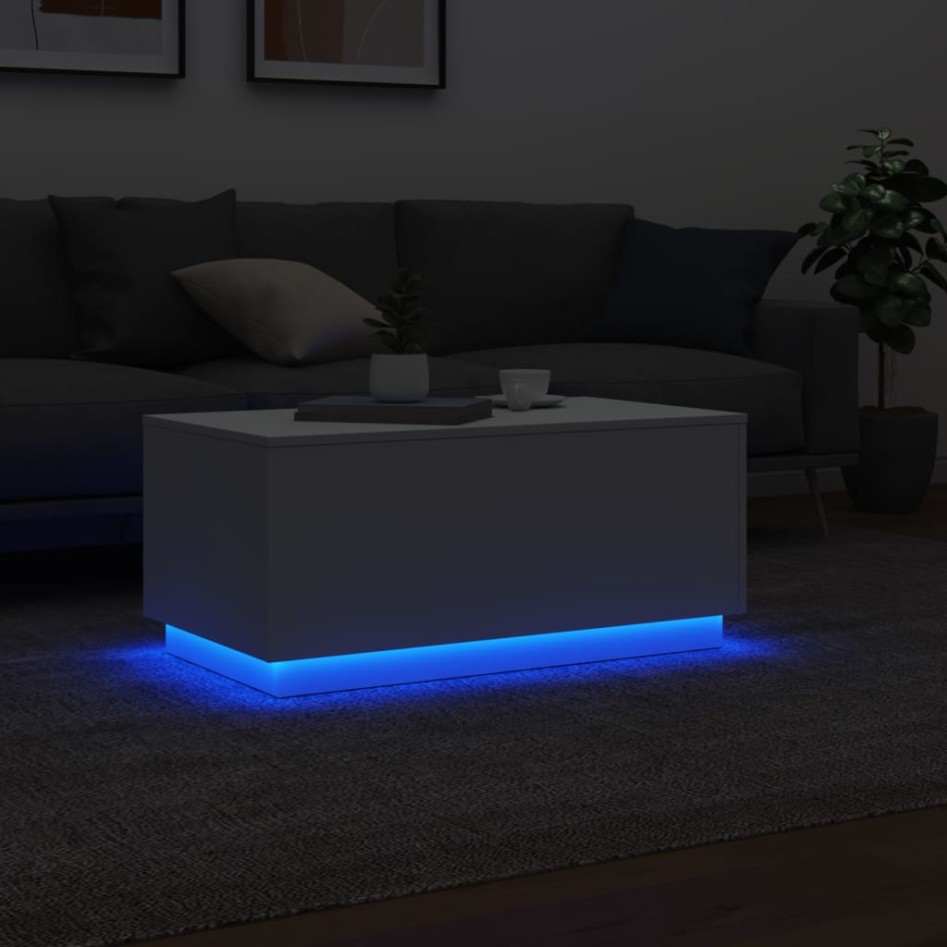 Mesa de centro con luces LED blanco 90x50x40
