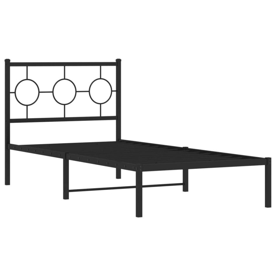 Estructura cama sin colchón con cabecero metal negro 90x190