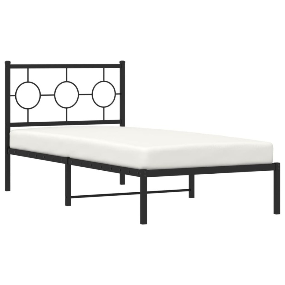 Estructura cama sin colchón con cabecero metal negro 90x190
