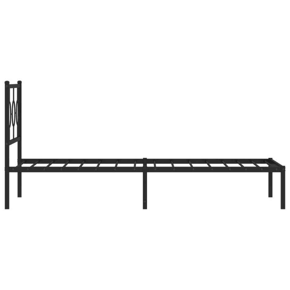 Estructura cama sin colchón con cabecero metal negro 90x190