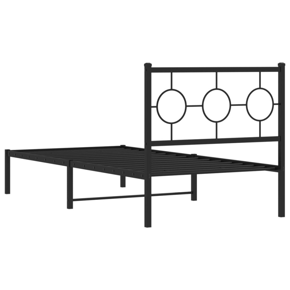 Estructura cama sin colchón con cabecero metal negro 90x190