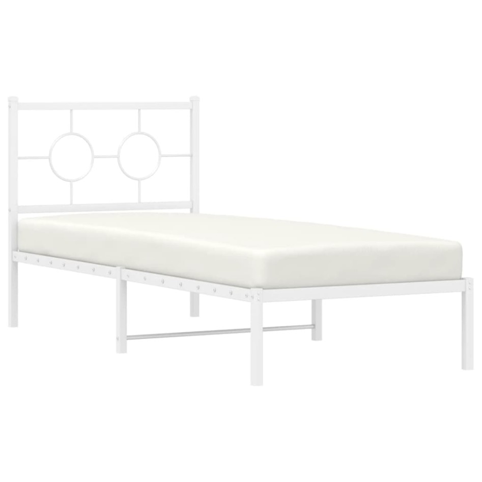 Estructura cama sin colchón con cabecero metal blanco 80x200