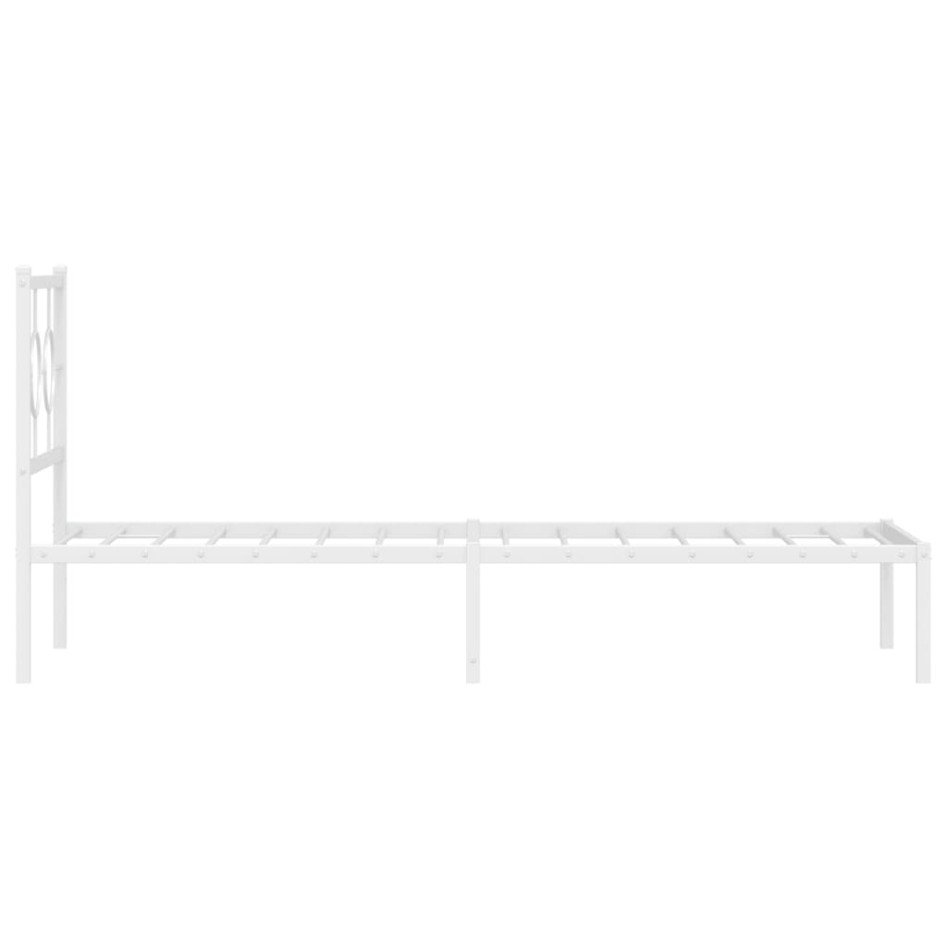 Estructura cama sin colchón con cabecero metal blanco 80x200