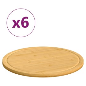 Tablas de cortar 6 uds bambú Ø40x1,5