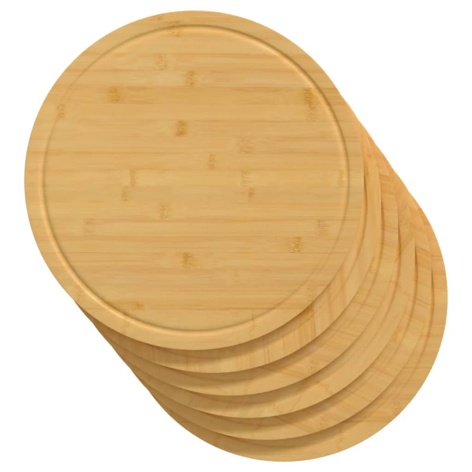 Tablas de cortar 6 uds bambú Ø40x1,5