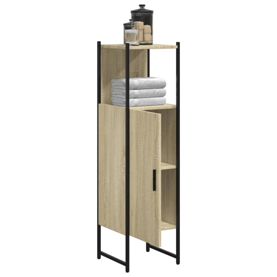 Armario de baño madera ingeniería roble Sonoma 33x33x120,5