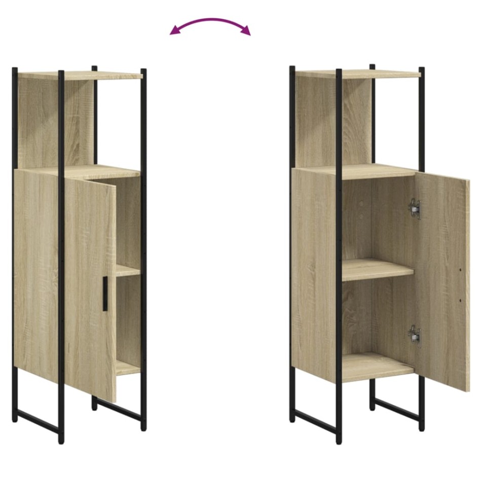 Armario de baño madera ingeniería roble Sonoma 33x33x120,5