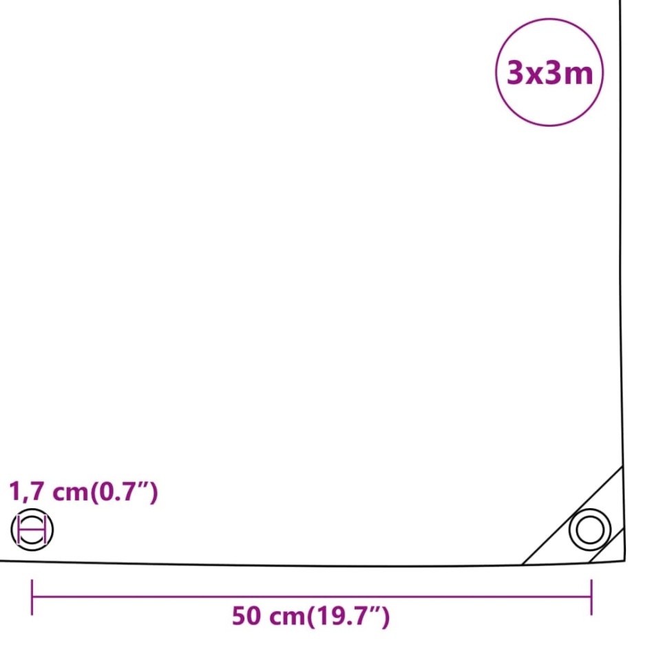 Lona gris antracita 3x3 m 650