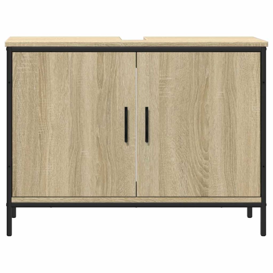 Armario lavabo baño madera ingeniería roble Sonoma 80x30x60