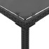 Mesa de jardín superficie de vidrio ratán PE negro 115x54x74