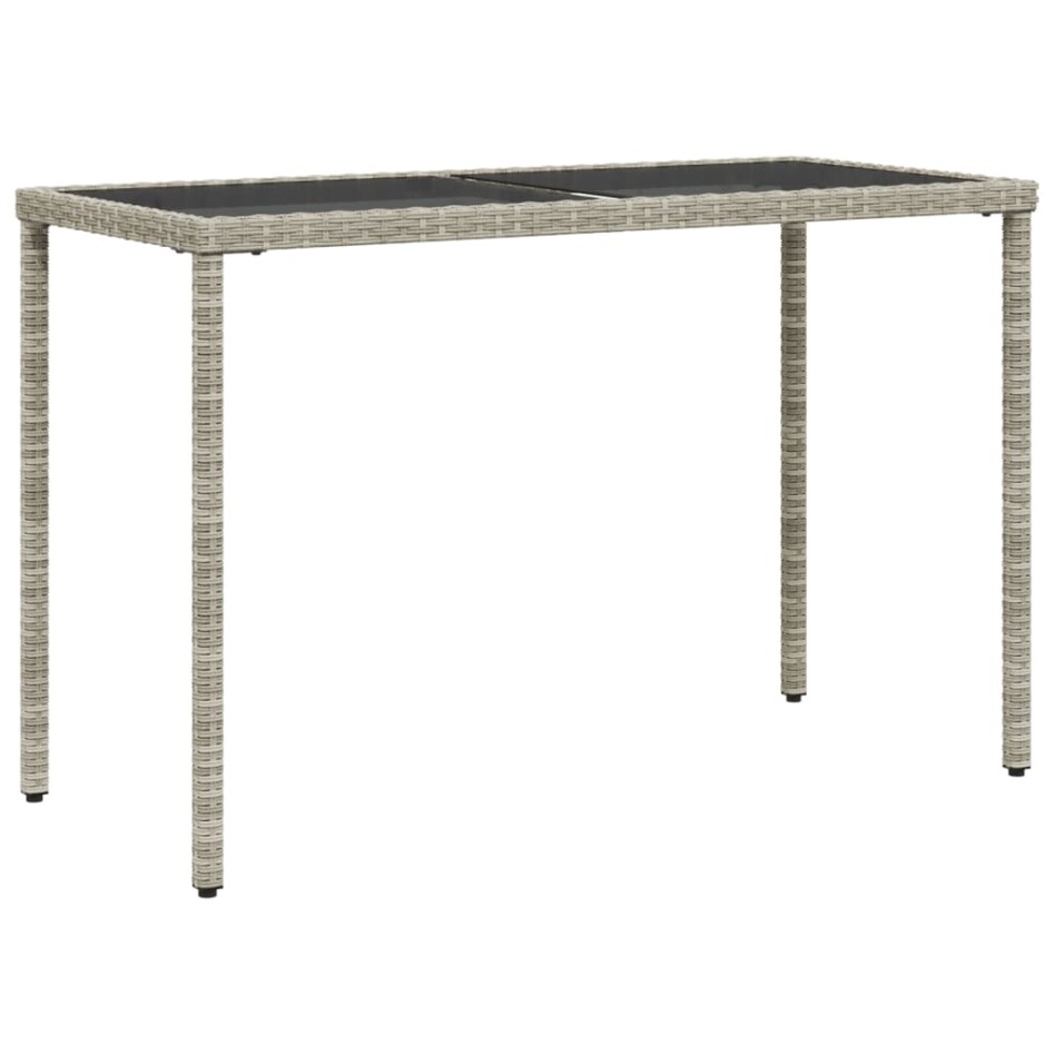 Mesa jardín superficie vidrio ratán PE gris claro 115x54x74