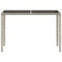 Mesa jardín superficie vidrio ratán PE gris claro 115x54x74
