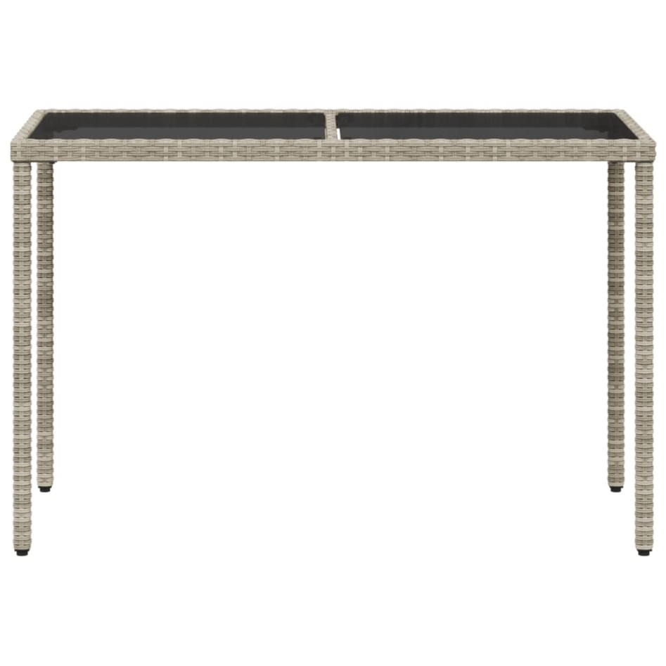 Mesa jardín superficie vidrio ratán PE gris claro 115x54x74