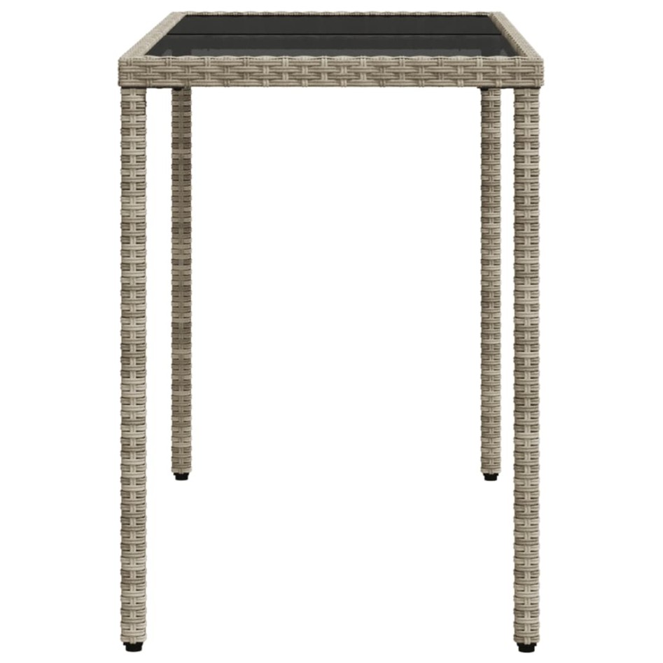 Mesa jardín superficie vidrio ratán PE gris claro 115x54x74