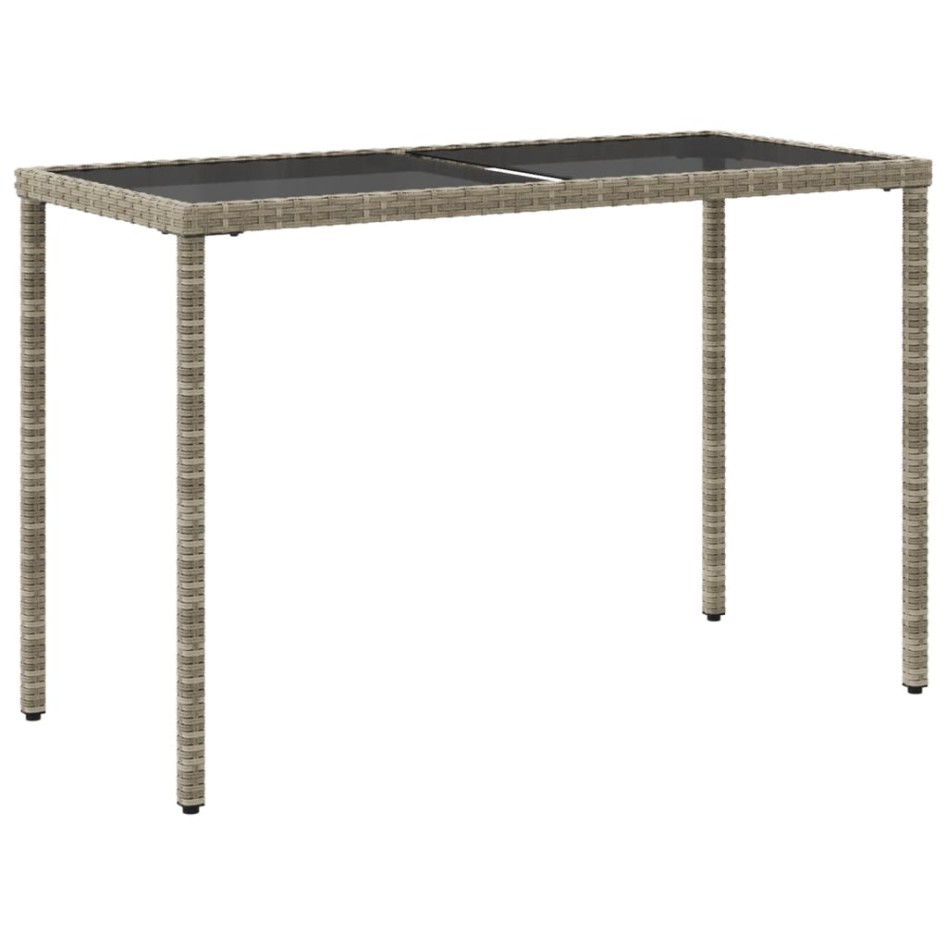 Mesa jardín superficie vidrio ratán PE gris claro 115x54x74
